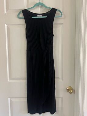 BP. Black Ribbed Sleeveless Midi Dress | Tulip Hem | Size Small